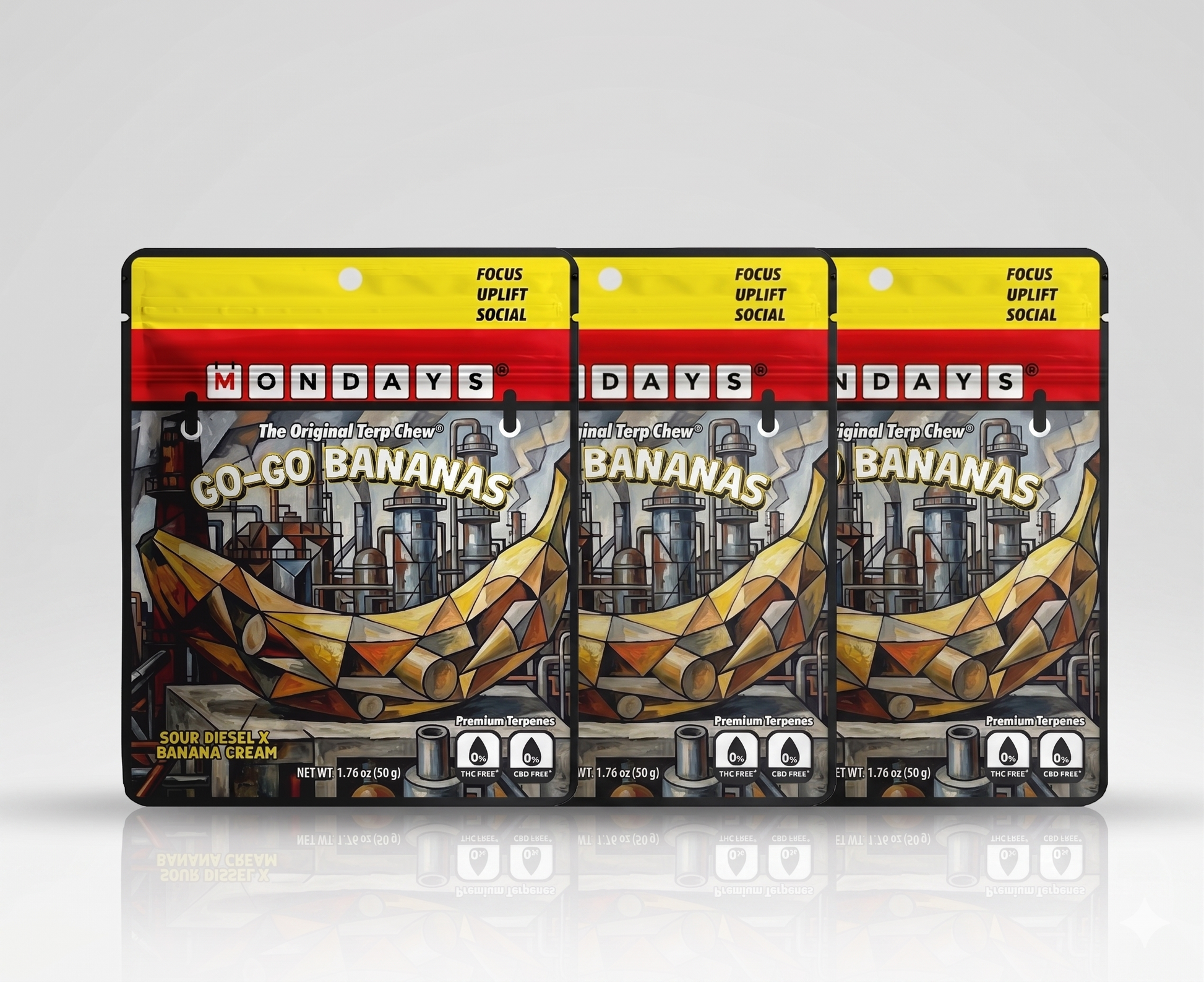 Go-Go Bananas terpene taffy - Sour Diesel x Banana, zero THC