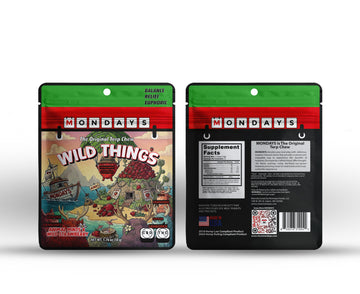Two packages of 'Mondays Wild Things' supplement on a white background