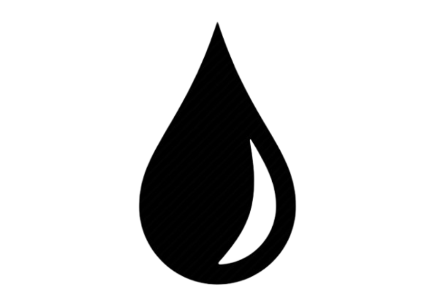 Black water droplet icon on a white background
